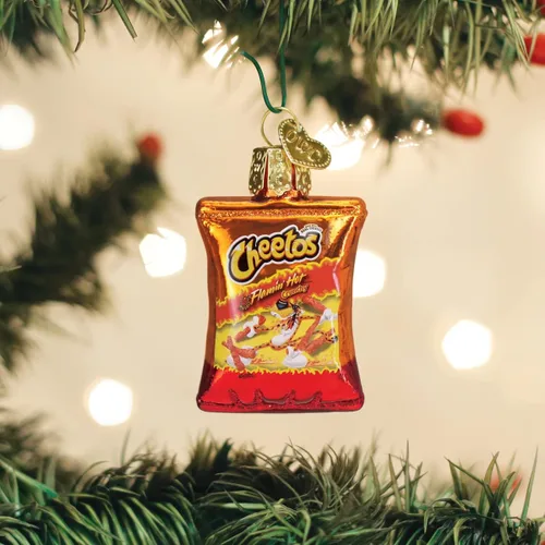 Vista 2 de Old World Christmas Gumdrops Mini Flamin' Hot Cheetos - Adorno soplado de cristal para árbol de Navidad, decoración navideña hecha a mano, colección
