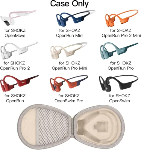 Vista 2 de co2CREA SHOKZ - Funda rígida para SHOKZ OpenRun Pro 2/1/Mini, OpenRun Standard/Mini, OpenMove, OpenSwim Pro, OpenSwim, compatible con todos