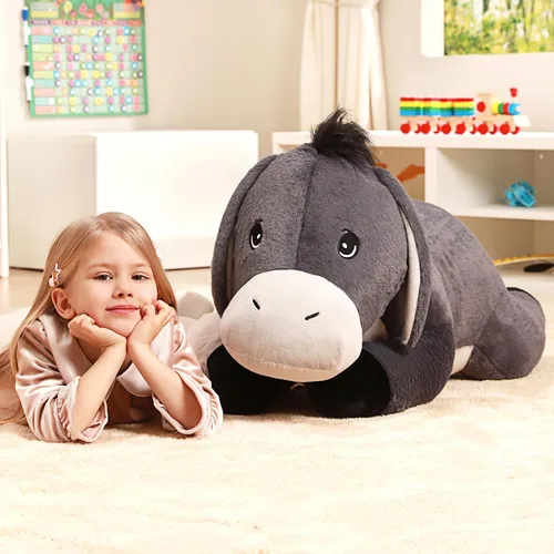 Vista 5 de IKASA Peluche de burro gigante de 33 pulgadas, súper suave, sin cremallera Burro gris oscuro