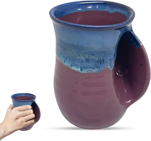 Vista 49 de Clay in Motion - Taza calentadora de manos para diestros, diseño Ocean Tide Marea del Océano