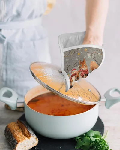 Vista 4 de Xmas 3Pcs Pot Holders for Kitchen,Non Slip & Heat Insulation Terry Cloth Potholder Set with Pocket,Thick Hot Pad Oven Mitts Trivet Coaster for