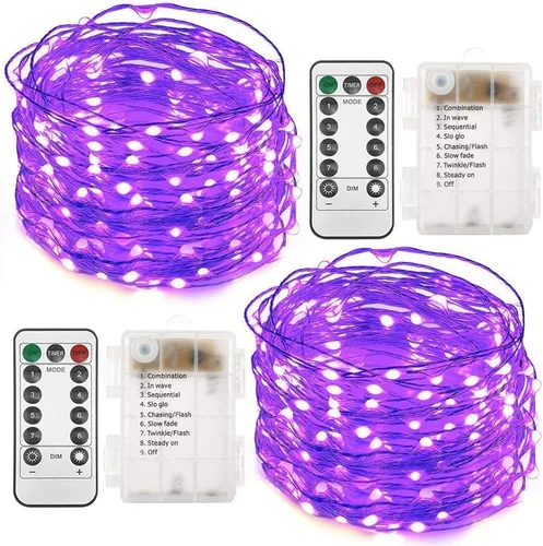 Vista 11 de Twinkle Star, 5 pulgadas para interior y exterior, luces LED en guirnalda operadas por batería, impermeables con control remoto, temporizador y 8