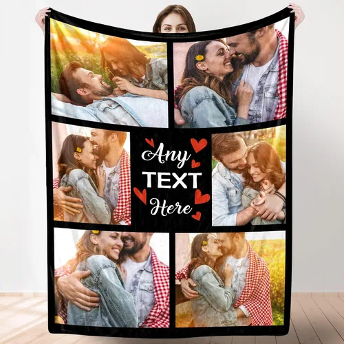 Vista 11 de Artsadd Manta personalizada con collage de texto fotográfico, manta de fotos personalizada para hombres, mujeres, él o ella, manta personalizada