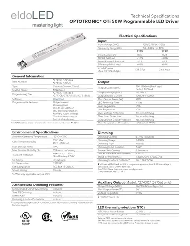 Vista 6 de Paquete de 5 – eldoLED *2743X3 OPTOTRONIC 50W Corriente constante 0-10V controlador LED regulable, lineal programable OTi50/120-277/1A4 DIM-1L G2