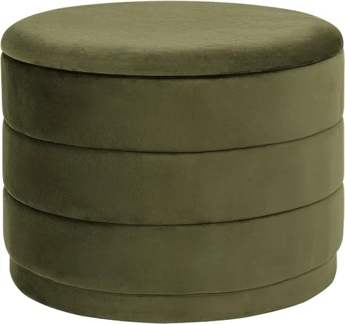 Vista 12 de Otomana redonda de terciopelo de 15.4 pulgadas con tapa reversible, reposapiés otomano circular tapizado con almacenamiento oculto, reposapiés Negro