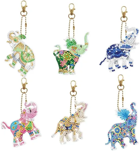 Vista 9 de 5pcs DIY 5D colorido búho diamante pintura llavero kits doble cara búho diamante arte llavero llavero