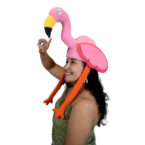Vista 3 de FOAM PARTY HATS Flamingo Hat - Flamingo Birthday Hat - Flamingo Decor Hat - Pink Flamingo Party Hat - Handmade Animal Hat - Tropical Party