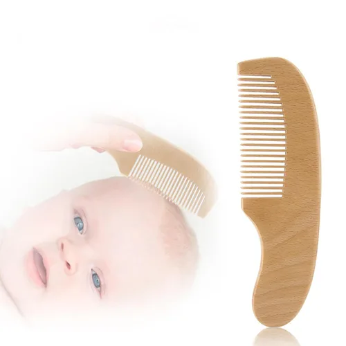 Vista 4 de Juego de cepillos de madera personalizados para bebés, regalo personalizado para bebés recién nacidos, cepillo y peine personalizado para bebés