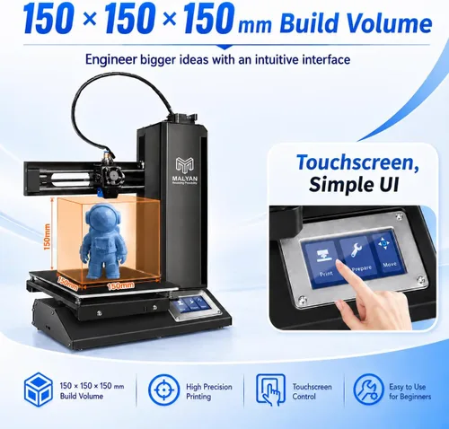 Vista 3 de MALYAN M320 Mini impresora 3D para niños y principiantes - Impresoras 3D FDM totalmente ensambladas con placa magnética flexible extraíble