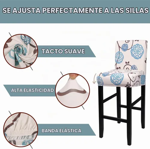 Vista 3 de SearchI Juego de 2 fundas para taburetes de bar, fundas de asiento de taburete elásticas y lavables, fundas para sillas de altura de mostrador