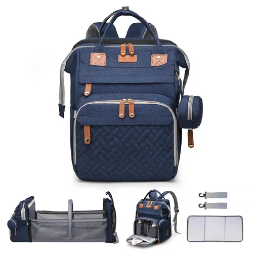 Vista 18 de ANWTOTU Mochila Bolsa para Pañales, Verde militar Mochila de viaje impermeable multifuncional con cambiador, estuche para chupete y correas