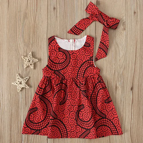 Vista 5 de Trajes tradicionales para niñas pequeñas, diadema de princesa Dashiki, ropa escolar africana para niñas (rojo, 18-24 meses)
