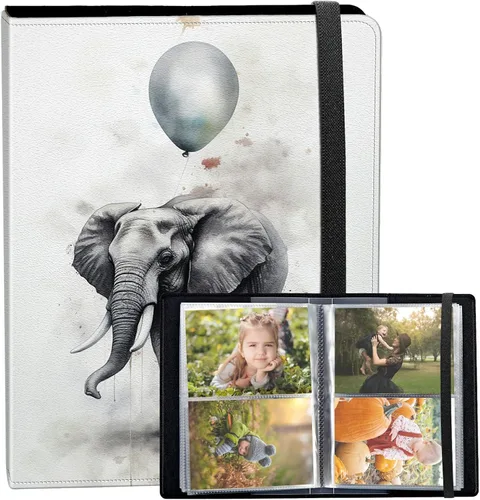 Vista 27 de Álbum de fotos de 3.5 x 5 pulgadas, cubierta de piel sintética de pequeña capacidad, mini álbum de fotos de águila americana de 3.5 x 5 con banda