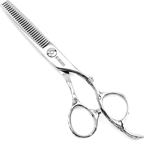 Vista 11 de Tijeras de corte de cabello 5.5 pulgadas Tijeras de corte de pelo profesionales Tijeras de peluquería afiladas 440C Tijeras de peluquería con mango