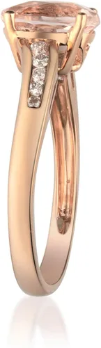 Vista 2 de Gin and Grace - Anillo de morganita genuina de oro rosa de 10 quilates con diamantes para mujer Morganita con forma ética, auténtica y orgánica