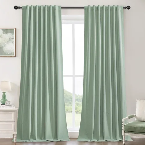 Vista 22 de UHITECH Cortinas opacas de 35 pulgadas de largo para sala de estar, 2 paneles, cortina opaca corta para cocina para ventanas pequeñas, cortinas