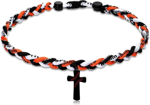 Vista 8 de Glenmal Collar de béisbol para niños, de acero inoxidable, dije de titanio, trenzado, deportivo, regalo de béisbol para hombres y niños, 20 pulgadas