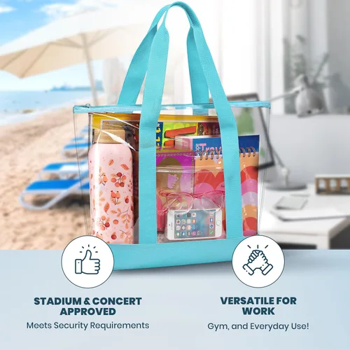 Vista 5 de Handy Laundry Bolsa transparente cierre de cremallera, correa larga para el hombro, ribete de tela. Zipper Closure, Long Shoulder Strap, Fabric