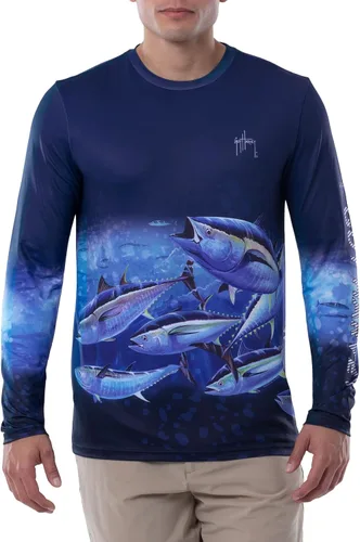 Vista 7 de Guy Harvey Camisa de manga larga para hombre con protección solar UPF 50+ Cristal de playa
