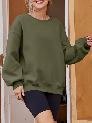 Vista 2 de EFAN Sudaderas de manga larga para mujer, cuello redondo, sudadera casual para otoño 2023
