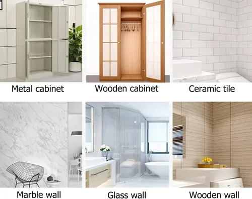 Vista 5 de 12 clavijas de soporte para estantes sin taladro, soporte adhesivo para estantes, clips de estante de gabinete para gabinete de cocina, estantes