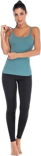 Vista 5 de RUNNING GIRL - Camiseta deportiva sin mangas para mujer con sujetador incorporado, copas BC, espalda con tiras, ropa activa, tops de compresión