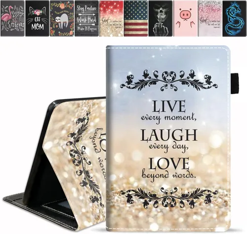 Vista 21 de Funda para tableta Amazon Fire HD 10/Fire HD 10 Plus (11ª generación, versión 2021), con cita inspiradora de «Be a Flamingo in a Flock», funda