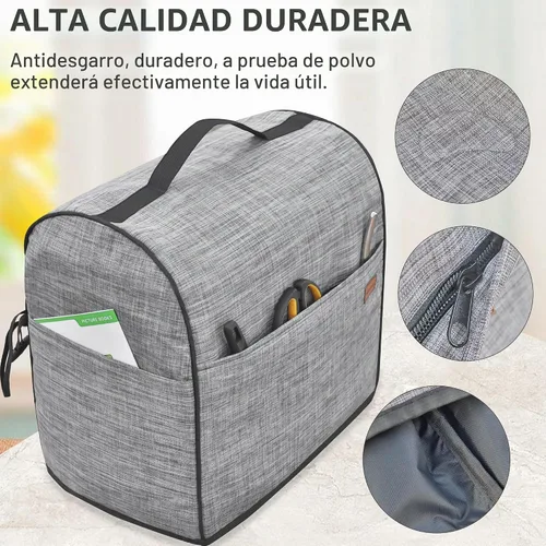 Vista 6 de Cubierta para batidora de pie compatible con accesorios KitchenAid de 4.5 a 5 cuartos de galón, color gris