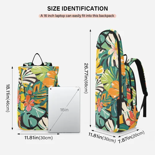 Vista 3 de Tennis Badminton Racket Bags Large Sturdy Colorful Summer Hawaiian Flowers 2 Rackets Tennis Racket Cover Bag with Protective Pad for Women Men