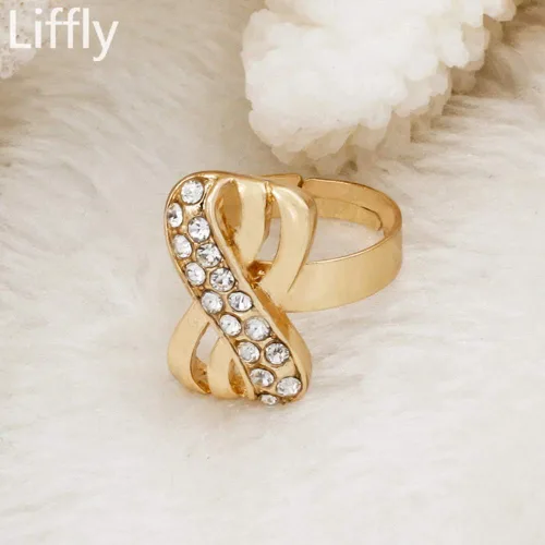 Vista 6 de Liffly Juego de joyas de cristal de moda chapado en oro de 18 quilates, joyería chapada en oro de Dubai