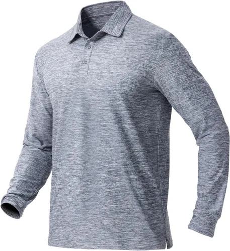 Vista 28 de NAVISKIN Camisas polo de manga larga para hombre, camisas de golf con cuello UPF 50 SPF para hombre, secado rápido, absorbe la humedad