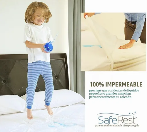 Vista 2 de Funda para colchón con cierre SafeRest, probada en laboratorios a prueba de chinches, de ácaros del polvo e impermeable, transpirable, silenciosa