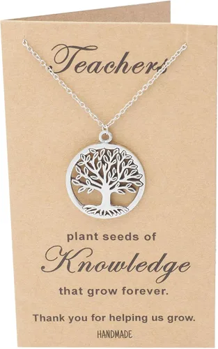 Vista 3 de Quan Jewelry, el regalo perfecto para el día del maestro, collar árbol de vida, con tarjeta de agradecimiento, 16 pulgadas a 18 pulgadas