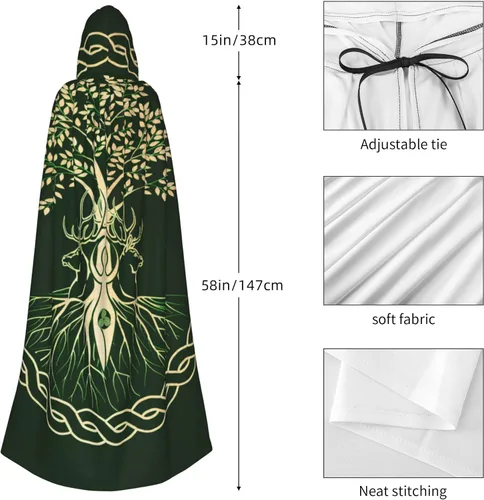 Vista 4 de Capa con capucha de Halloween para adultos, hombres y mujeres, sudaderas con capucha de Navidad, disfraces de cosplay