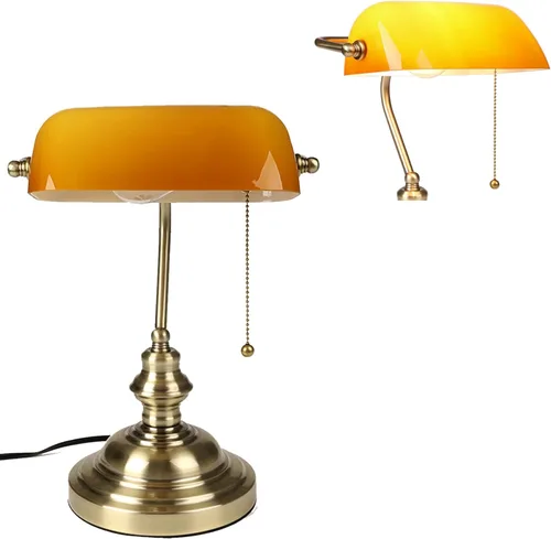 Vista 10 de FIRVRE Lámpara de Escritorio de Banco de Vidrio con Puerto de Carga Inalámbrica USB Lámpara de Escritorio LED Lámpara de Mesa con Cadena de Tirón
