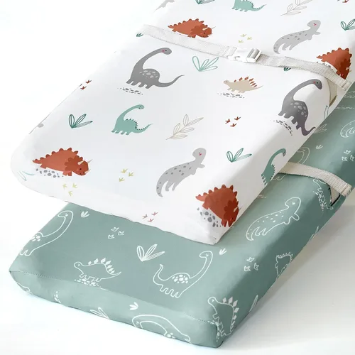 Vista 75 de Pack n Play Sheets BROLEX - Juego de 2 sábanas para cuna, juego de sábanas elásticas y portátiles para cuna, funda de colchón convertible