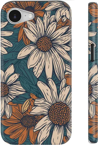 Vista 60 de Funda para iPhone 12 Mini, compatible con carga inalámbrica, protección de doble capa con elegante diseño de flores silvestres, silicona suave +