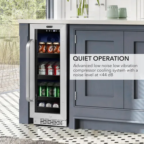 Vista 2 de Whynter BBR-638SB Refrigerador y enfriador de bebidas integrado debajo del mostrador de 12 pulgadas, refrigerador con puerta de vidrio, 2.0 pies