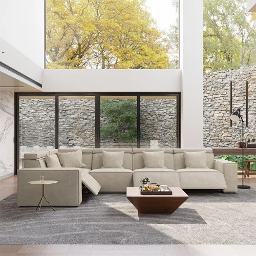 Vista 30 de Sofá eléctrico de 85 pulgadas, sofás modulares para sala de estar, moderno sofá biplaza reclinable grande, cómodo sofá nube de terciopelo