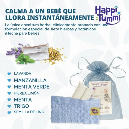 Vista 3 de Banda de cintura para alivio natural de cólicos Happi Tummi, 0-24 meses, Azul