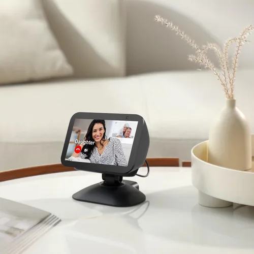 Vista 4 de Nuevo soporte de carga ajustable para Echo Show 5 (3ª generación), soporte inclinable + giratorio, rotación multiángulo, base magnética Negro