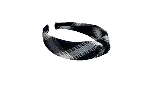 Vista 19 de Diadema anudada de 1.25 pulgadas, uniforme escolar, a cuadros, acolchada, con nudo en la parte superior, diadema de uniforme (cuadros 120)