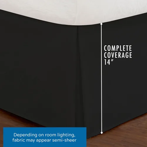 Vista 3 de Rodapié de popelina a medida para cama de Fresh Ideas, 14 pulgadas, Algodón Poliéster, Negro, gemelo