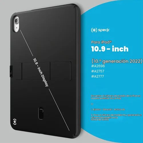Vista 6 de Speck Funda y soporte para tablet iPad de 10.9 pulgadas, resistente a los arañazos, protección contra caídas y soporte de liberación rápida