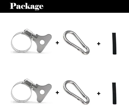 Vista 7 de Clips de bandera de látigo con abrazadera de mosquetón, clips de bandera para exterior, clips de poste de bandera de acero inoxidable para asta