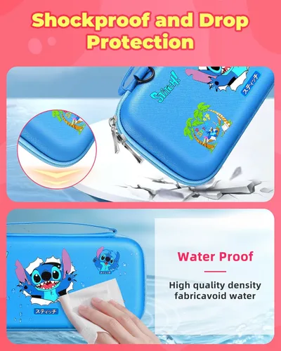 Vista 4 de Xinocy Carrying Case for Nintendo Switch Lite 2019 Travel Carry Cases for Teen Kids Boys Girls Cute Kawaii Girly Cartoon Portable Hard Shell Covers