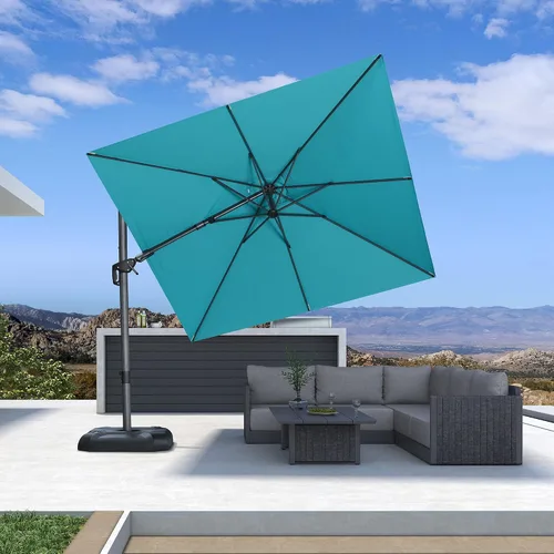 Vista 67 de PURPLE LEAF Sombrilla de patio de 8 pies para exteriores, sombrilla voladiza cuadrada de aluminio con rotación de 360 grados para jardín, terraza