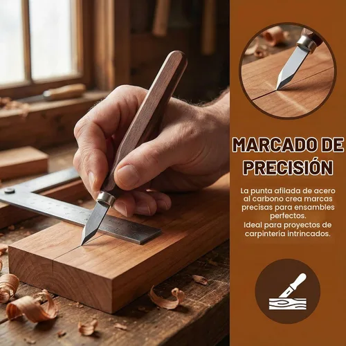 Vista 4 de 2 paquetes de cuchillo de marcado para carpintería con hoja de acero de alto carbono - Cuchillo de doble bisel de precisión para marcado Paquete de 2