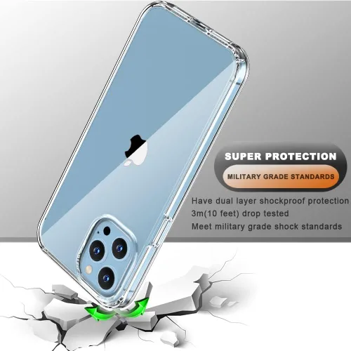 Vista 3 de Carcasa COOLQO compatible con iPhone 12 Pro Max, de 6,7 pulgadas, con 2 protectores de pantalla de vidrio templado transparente, 360º de cobertura