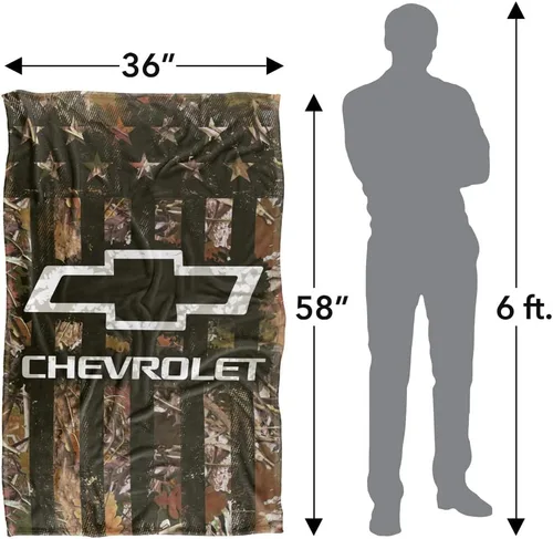 Vista 5 de Manta Chevy de 36 x 58 pulgadas, con logotipo de camuflaje, tacto sedoso, súper suave